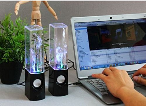 WELLENTBlack Dancing Water Box LED Light Music Speaker Box for Phones PC Laptop N3