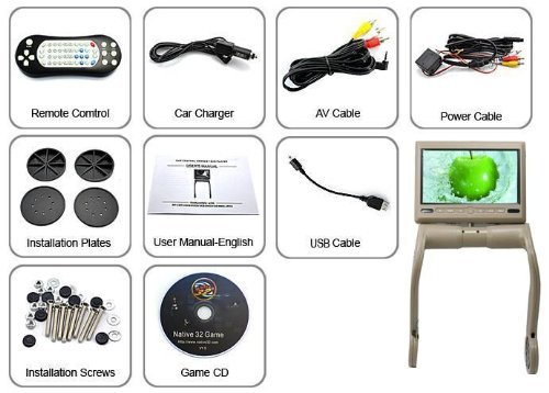 Tan Universal 8.5" Center Console Armrest Swivel Monitor With Built In DVD Player IR & FM...
