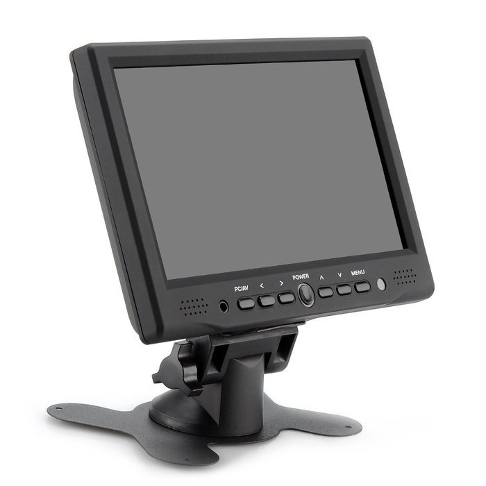 7 Inch TFT LCD Car Monitor - 800x480 Native Resolution, HDMI + VGA Video Inputs, 360 Degree...