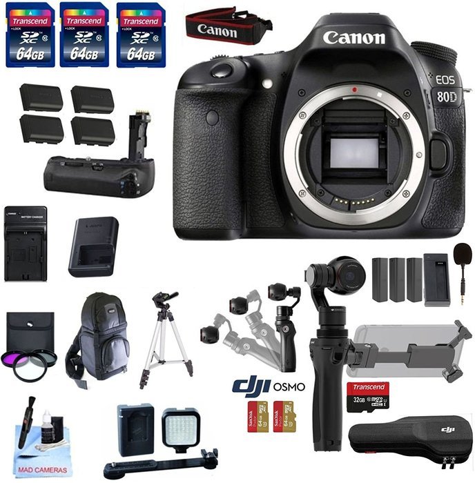 Professional Photographer / Videographer Kit - DJI OSMO 4K Starter Kit + Canon 80D DSLR