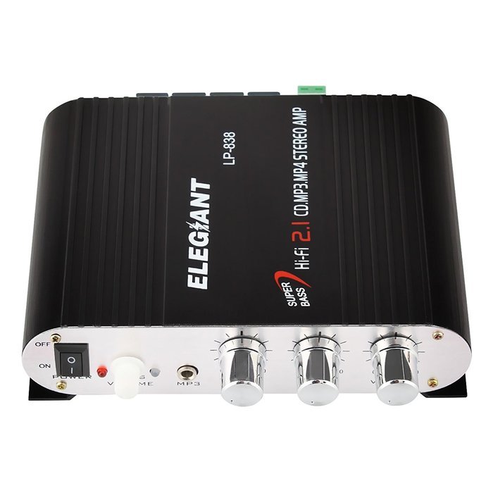 ELEGIANT 200W 12V Mini Hi-Fi Amplifier Booster Radio MP3 Stereo with Power Adapter for Car Motorcycle Home Black... N13