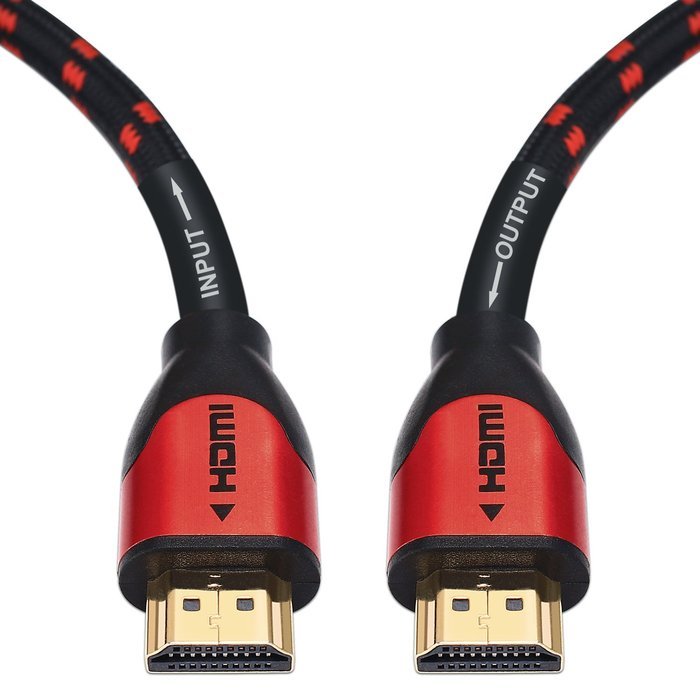 JINPIN Ultra High Speed hdmi cable-BC 50ft black/red with Braided Cord support Ethernet ,3D,4K and Audio Return... N17