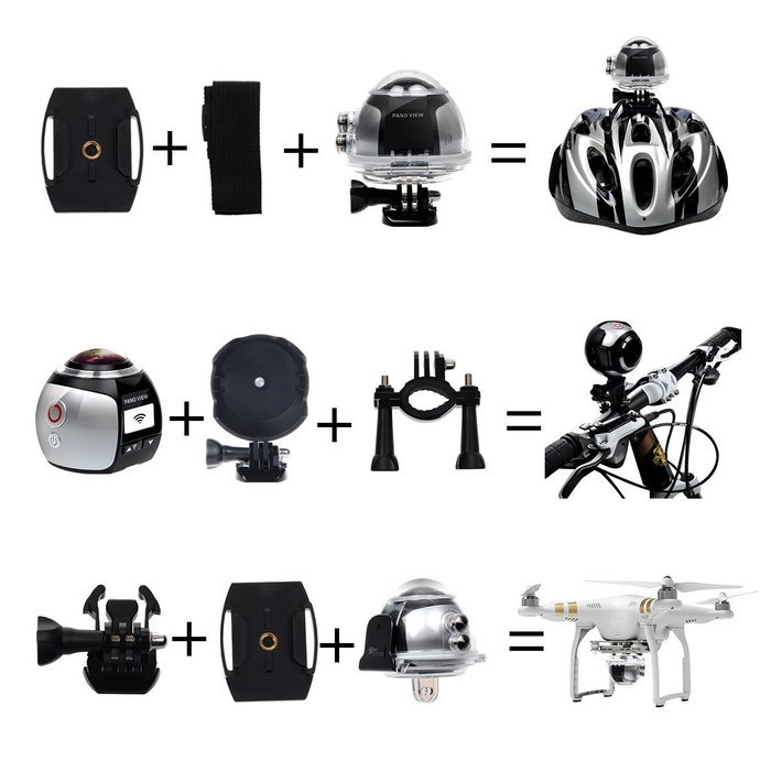 Campark 16MP 3K(2448*2448/30fps) 360 Degree Panoramic VR Action Camera,Spherical Lens,3D, Waterproof, WIFI,Support...