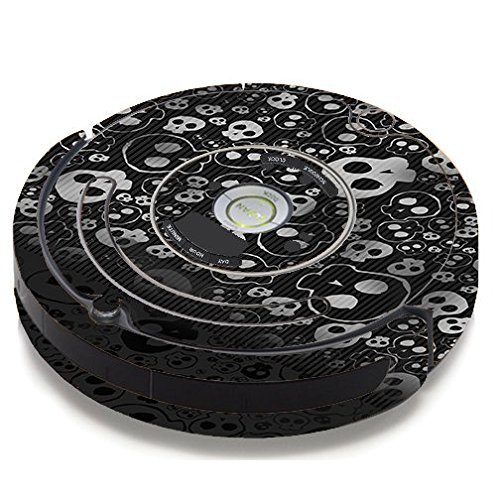 Skin Decal Vinyl Wrap For IRobot Roomba 650 655 Vacuum / Skulls Pattern Denim Look