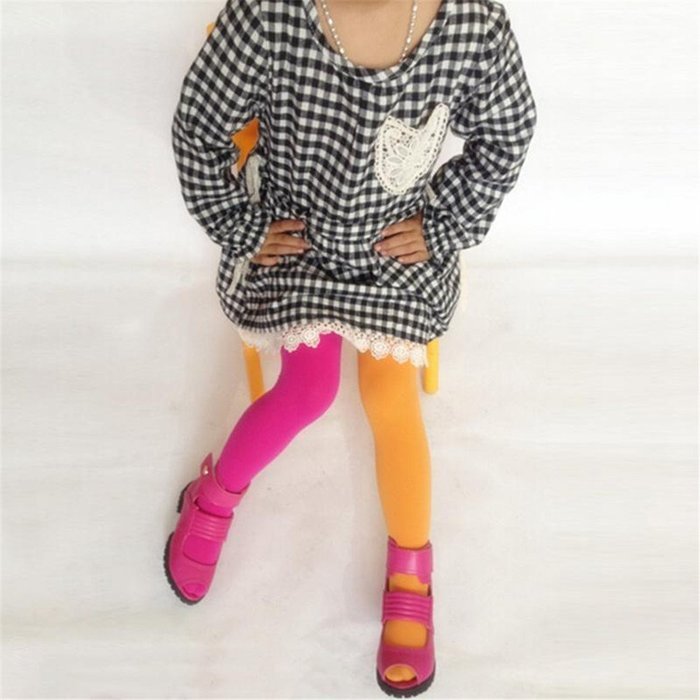 Phoneix New Chilren Girls Kids Two color Pantyhose Tights candy colored Stockings N5