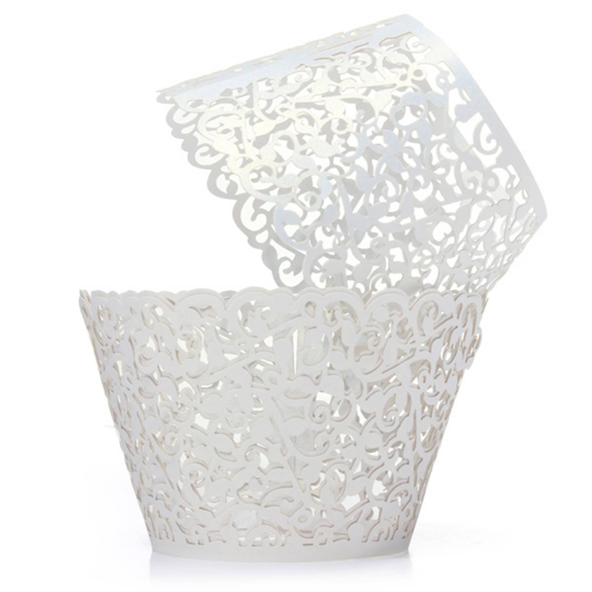 Hual@ Cupcake Wrappers 100 Filigree Artistic Bake Cake Paper Cups ...