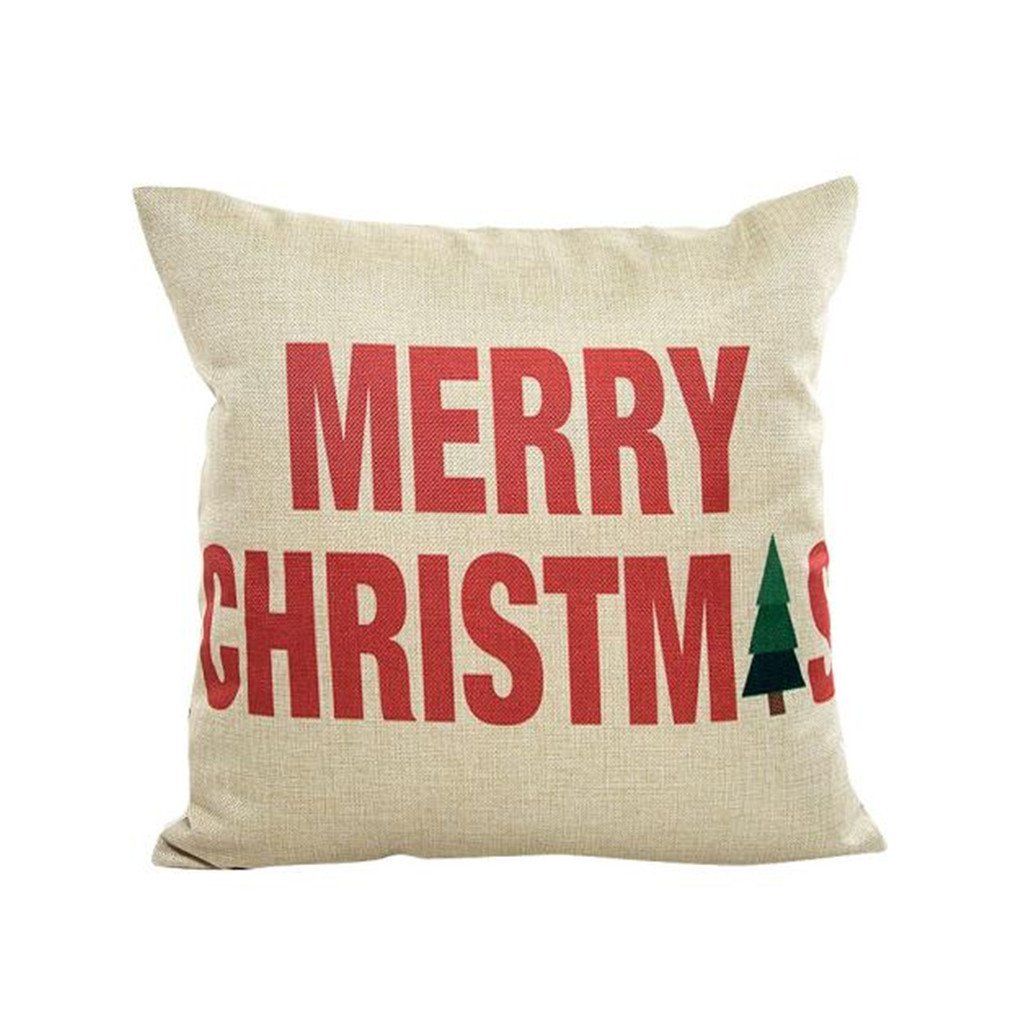 Federa Per Cuscino Rettangolare 55x55 Cm Con Gufo E Cappello Di Natale – Scritta Seasons Greetings Merry And Bright