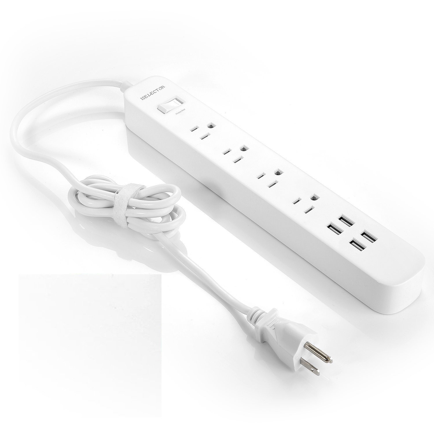 ISELECTOR 4-Outlet Surge Protector with 4 USB Output Power Strip ...