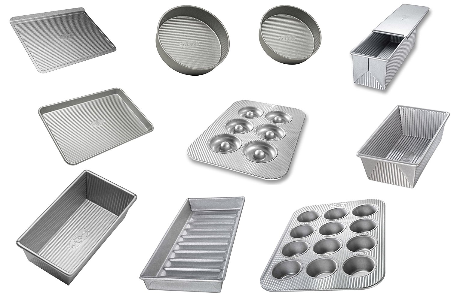 USA Pan Bakeware Aluminized 12 Piece Set, Muffin, Cake, Cookie, Jelly ...