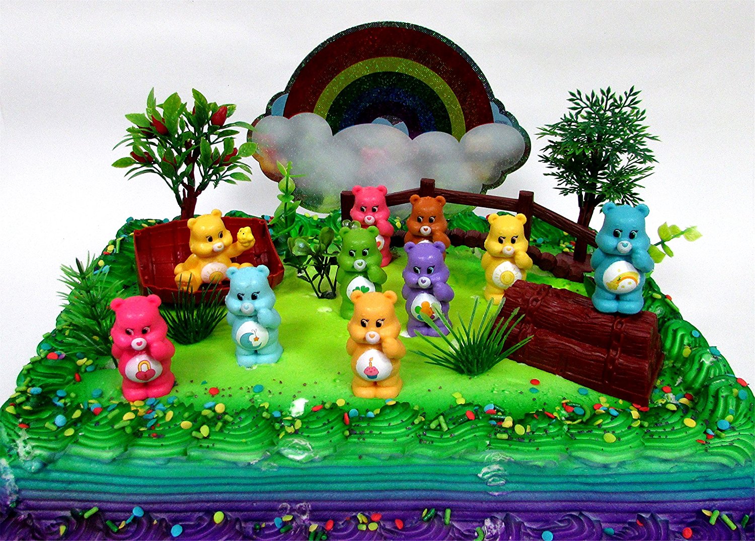 Care Bears 16 Piece Birthday Cake Topper Set Featuring 10 Care