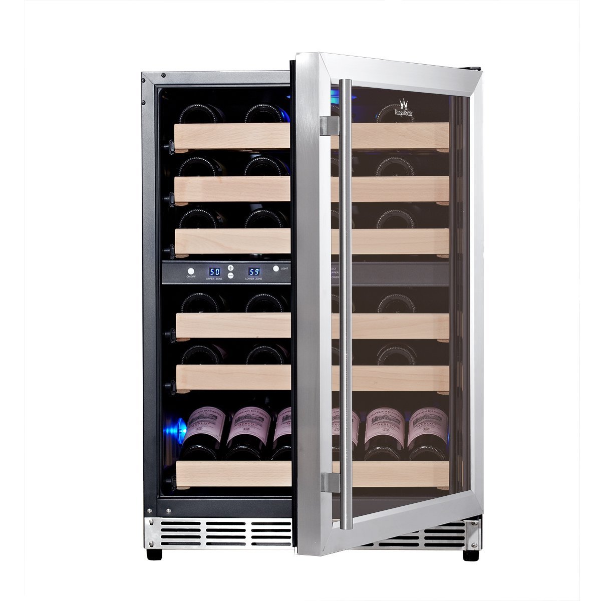 KingsBottle 50 Bottle Dual Zone Wine Cooler, Black N5 Free Image Download