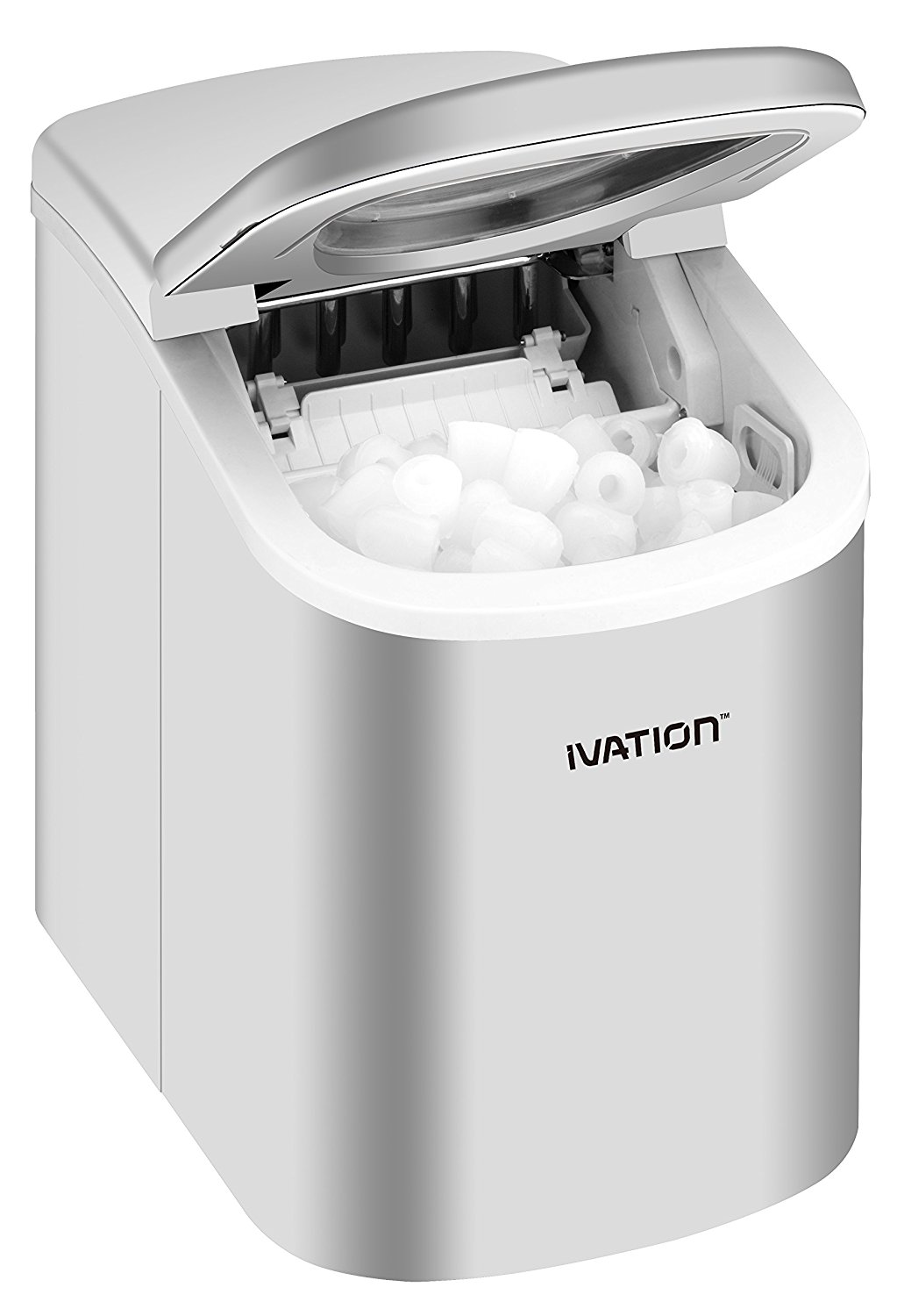 Ivation IVAICEM15SIL Portable Ice Maker with EasyTouch Buttons for