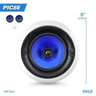 Pyle Home PIC8E 300 Watt High-End 8-Inch Two-Way In-Ceiling Speaker System with Adjustable Treble Control (Pair) N6