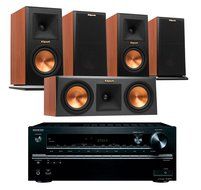 Klipsch Home Theater System Bundle (RP-150M (2-Pair), RP-250C) with Receiver (Onkyo TX-RZ800 - Cherry) N14
