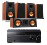 Klipsch Home Theater System Bundle (RP-150M (2-Pair), RP-250C) with Receiver (Onkyo TX-RZ800 - Cherry) N15