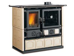 Wood Cook Stove La Nordica "Rosa Maiolica Cappuccino", w/ Wood Burning Oven