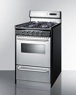 Summit TTM13027BKSW 20" wide gas range with sealed burners, stainless steel doors, and deluxe backguard; replaces...