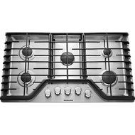 KITCHENAID KCGS350ESS 30" Gas Cooktop with 5 Sealed Burners, 17K BTU Multiflame Burner, Even-Heat 5K BTU Simmer...