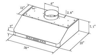 30"W, 7"H European Style Under Cabinet Stainless Steel Range Hood w/Touch Screen N4