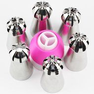 Mujiang 7 Pcs/Set Stainless Steel Russian Ball Icing Piping Nozzles Tips N2