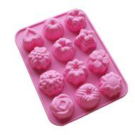 Silicone Bakeware Mold For cake, chocolate, Jelly, Pudding, Dessert Molds, 12 Holes With Flower, Heart Shape,... N4