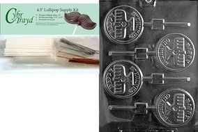 Cybrtrayd R071 Happy Chanukah Candle Lolly Chocolate Candy Mold with Exclusive Cybrtrayd Copyrighted Chocolate...