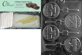 Cybrtrayd R071 Happy Chanukah Candle Lolly Chocolate Candy Mold with Exclusive Cybrtrayd Copyrighted Chocolate... N2