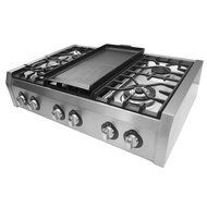 Cosmo (S9-6) 36 in. Pro-Style Gas Rangetop with 6 Burners, with Removable Griddle and Wok Accessories in Stainless... N2