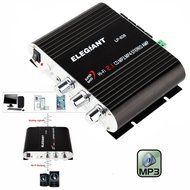 ELEGIANT 200W 12V Mini Hi-Fi Amplifier Booster Radio MP3 Stereo with Power Adapter for Car Motorcycle Home Black... N19