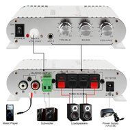 ELEGIANT 200W 12V Mini Hi-Fi Amplifier Booster Radio MP3 Stereo with Power Adapter for Car Motorcycle Home Black... N23