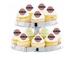 CakeSupplyShop Item#24248 24pk Happy Birthday Bulls-eye Edible Cupcake Decoration Toppers / Picks