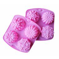 JLHua 4 Cavity Flower Silicone Cake Bread Baking Mold Cake Pan Muffin Cup Chocolate Candy Maker Mold,Ice Cube... N3