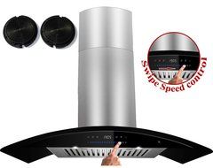 GOLDEN VANTAGE 30" European Style Ventless/Ductless Wall Mount Stainless Steel Range Hood Vent Swiping Sensor... N4