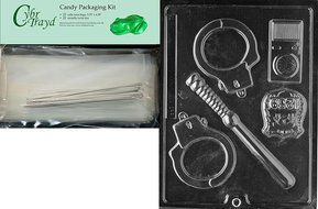 Cybrtrayd J078 Policeman Set Chocolate Candy Mold with Exclusive Cybrtrayd Copyrighted Chocolate Molding Instructions