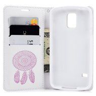 Galaxy S5 Case, YOKIRIN Printed Dream Catcher &amp; Campanula Design [Wrist Strap] Flip Folio... N8