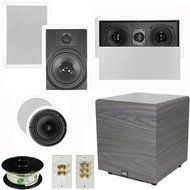 Theater Solutions 5.1 Home Theater 8&quot; and 6.5&quot; Speaker Set with Center, 12&quot; Powered Sub and More TS6C8WL51SET6