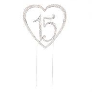 15 Cake Topper 15th Birthday Anniversary Quincea&ntilde;era Rhinestone Number Decoration (Silver) N12