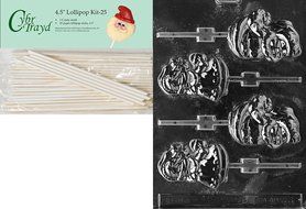 Cybrtrayd 00045St25-C032 Mr. and Mrs. Claus Lollies Christmas Chocolate/Candy Mold with 25 4.5-Inch Lollipop Sticks