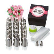 Cake &amp; Cupcake Decorating Set for Icing Flower Decoration | 30 Pcs Frosting Kit | 18 Russian &amp; 2 Leaf Piping Tips...