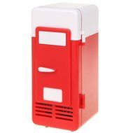 ThreeH New Mini Red USB Fridge Cooler Beverage Drink Cans Cooler/Warmer Refrigerator for Laptop PC Computer Red...