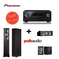 Pioneer VSX-524-K Audio and Video Component Receivers + 2 Polk Audio TSi300 Floorstanding Speaker + Polk Audio...