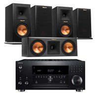 Klipsch Home Theater System Bundle (RP-150M (2-Pair), RP-250C) with Receiver (Onkyo TX-RZ800 - Cherry) N25