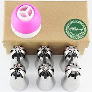 Mujiang 7 Pcs/Set Stainless Steel Russian Ball Icing Piping Nozzles Tips N4