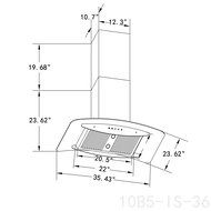 AKDY&reg; 36" Stainless Steel Island Mount Dual Side LED Touch Screen Display Range Hood Kitchen Cooking Vent w/ Baffle... N7