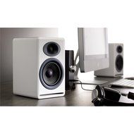 Audioengine P4 Premium Passive Bookshelf Speakers (White) with DS2 Desktop Speaker Stands (Black) N6