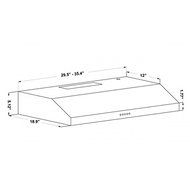 30" 280 CFM Under Wall Mounted Cabinet Range Hood