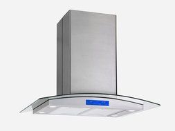 30" Stainless Steel Glass Island Mount Kitchen LCD Display Range Hood Stove Vent Carbon Filters Included WL-0063075+CF N7