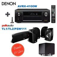 Denon AVRX4100W 7.2 Network A/V Receiver with Wi-Fi and Bluetooth + 4 Polk Audio TL 1 Satellite Speaker (Each...
