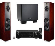 Martin Logan Motion 40 Chery Floorstanding Speakers with Dynamo 700W Subwoofer and Denon AVR-X3200W A/V Receiver