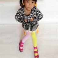 Phoneix New Chilren Girls Kids Two color Pantyhose Tights candy colored Stockings N7